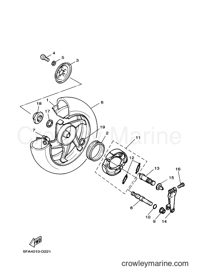2003 Scooter YA100W - YA100W (5FA3) [010] - リヤ ホイール
