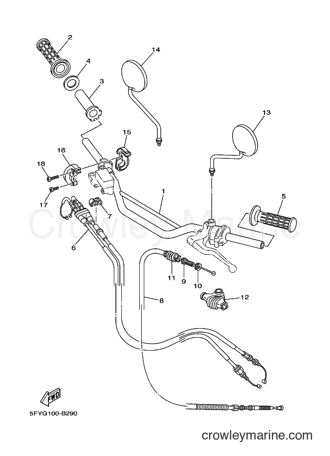 2012 Dirt Bike TW200E - TW200E (10DP) [010] - STEERING HANDLE & CABLE