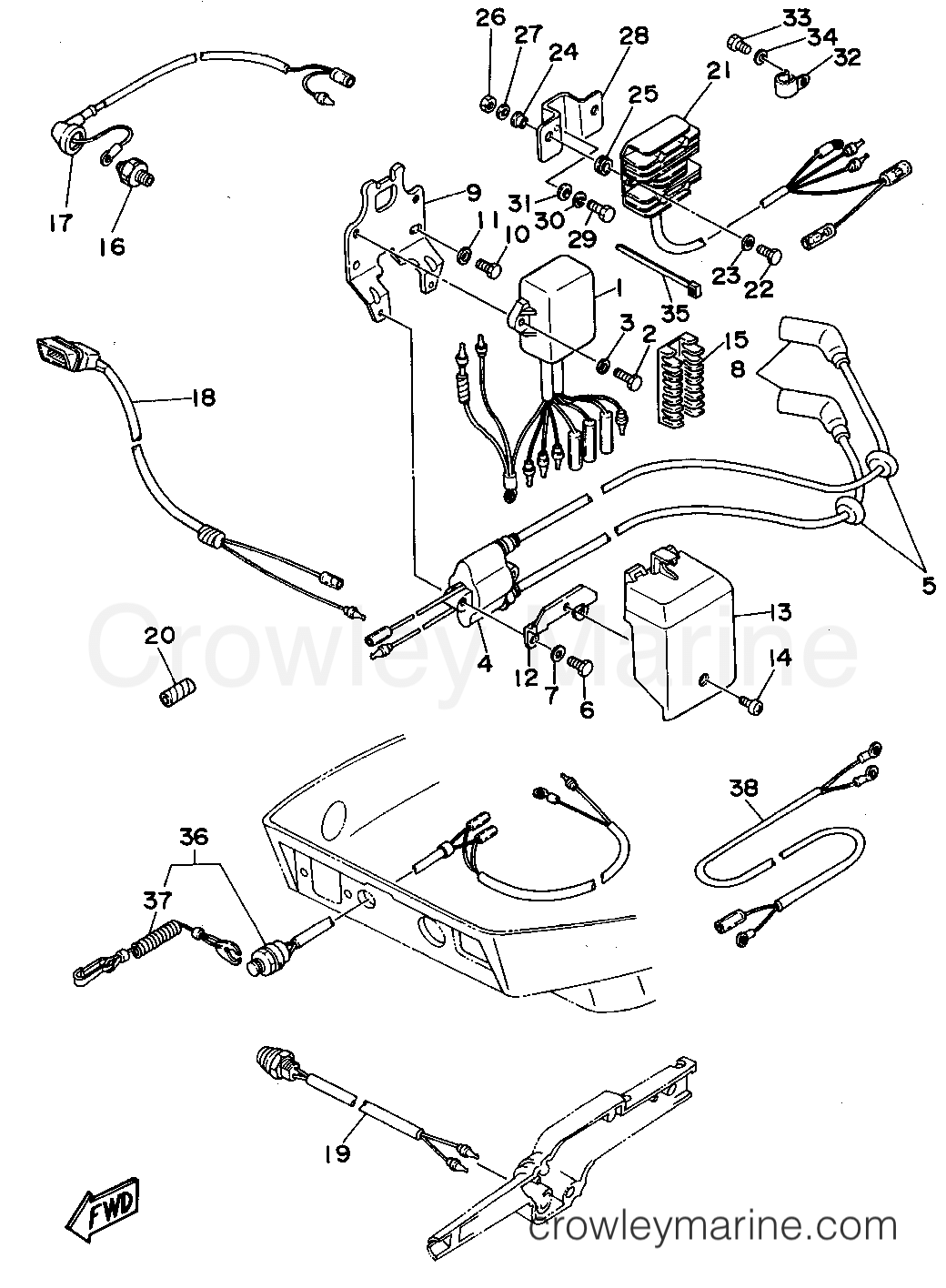 ELECTRIC PARTS 1995 Yamaha Outboard 9.9hp T9.9ELRT Crowley Marine
